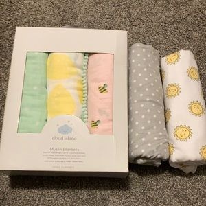 SOLD! Cloud island Muslin blankets 3 pack